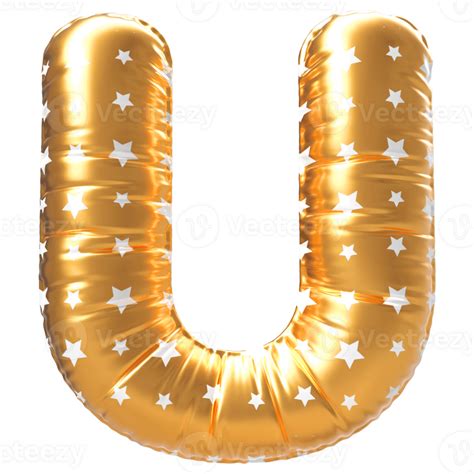 Oro Bolla Lettera U Font 3d Rendere 36305538 Png