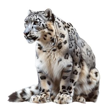 Snow Leopard Panthera Uncia Full Figure With White Background Snow