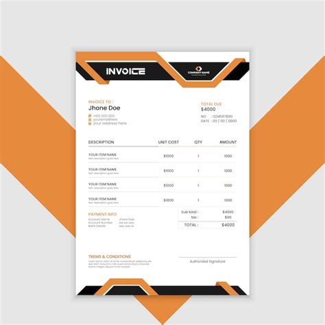 Dise O Creativo De Plantillas De Facturas Vectoriales Vector Premium