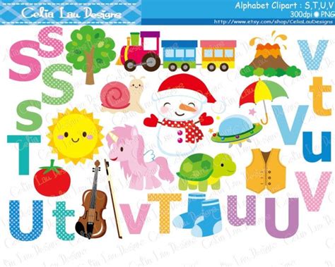 Alphabet Clipart Stuv Back To School Clip Art Instant Etsy