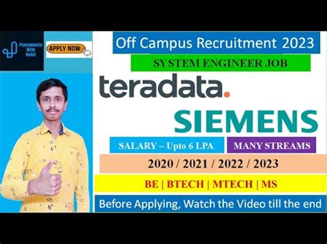 Siemens Recruitment 2023 Teradata Recruitment 2023 System Engineer