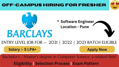 BARCLAYS TECHNOLOGY ANNOUNCED HIRING FOR ALL GRADUATES FRESHERS CAN