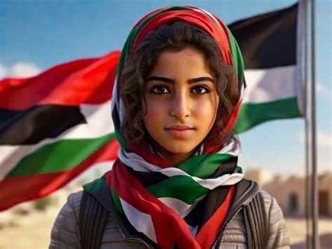 Premium Ai Image Portrait Of A Palestinian Girl Wearing A Scarf In
