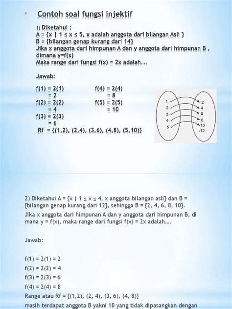 Contoh Fungsi Injektif Contoh Soal Fungsi Injektif Dan Jawabannya