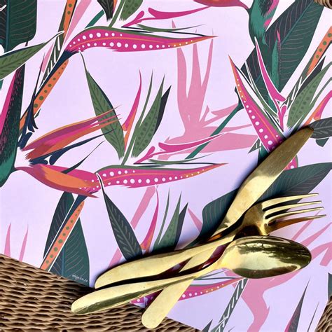 Birds Of Paradise Pink Paper Placemats Iszi Online