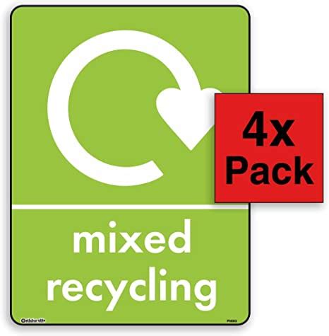 Mixed Recycling Bin Stickersign Wrap Self Adhesive Vinyl A Mm X