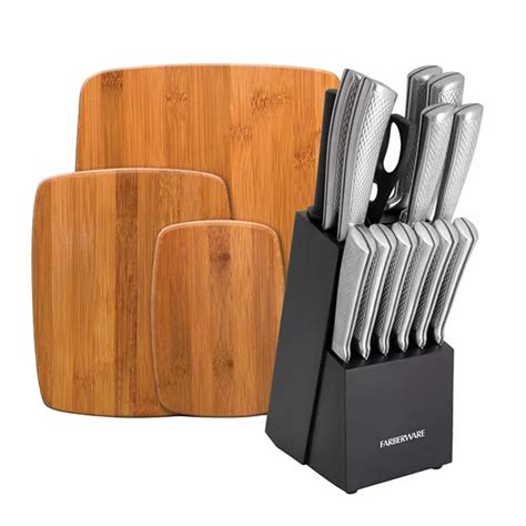 Farberware 18 Pc Knife Block Set With Cutting Board Set