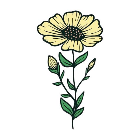 Vintage Handzeichnung Botanische Blume Und Blatt Illustration Vektor