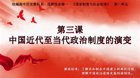 第3课 中国近代至当代政治制度的演变 课件 教案 素材 21世纪教育网