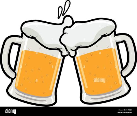 Beer Toasting Vector Illustration Of Two Beer Mugs Stock Vector Image