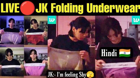 LIVE Jungkook folding underwear HINDI सबक समन JK न Calvin