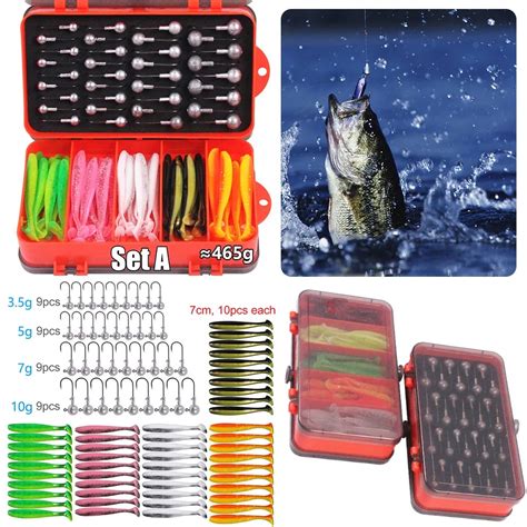 Set Fishing Tackle Box Crank Jig Head Hook Set Fishing Hook Jig Head