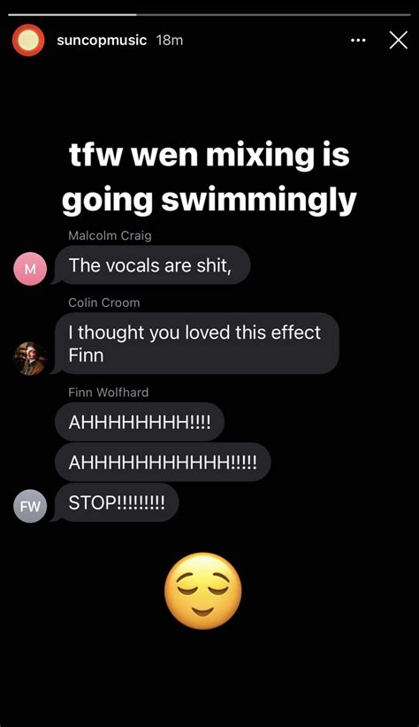 Finn Wolfhard Updates On Twitter Tfw When Mixing Is Going Swimmingly