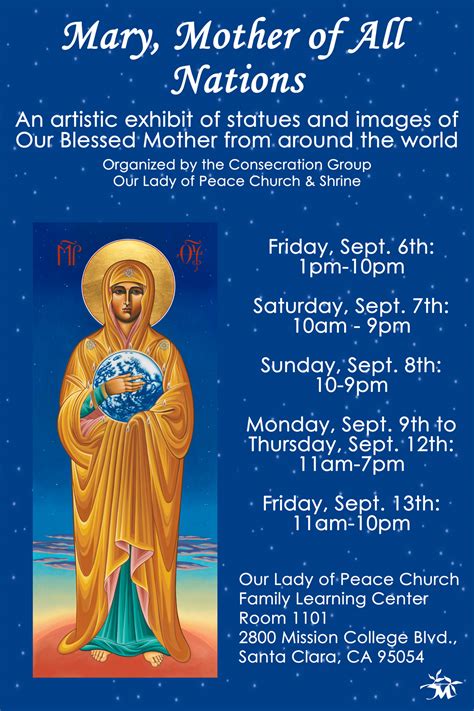 Mary Mother Of All Nations Artistic Exhibit Our Lady Of Peace