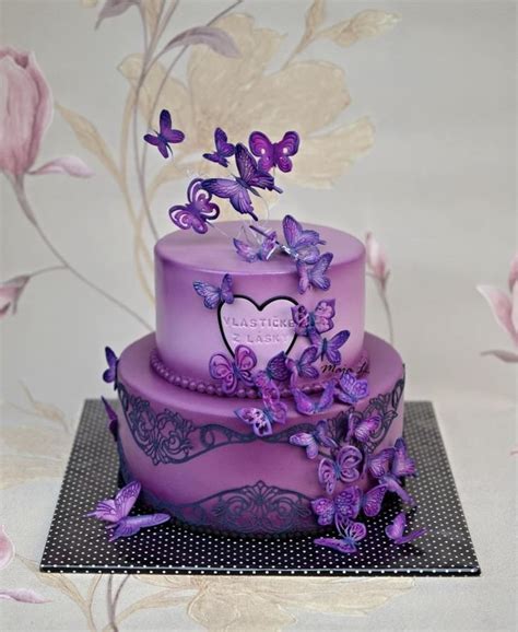 Deep Purple Butterflies Butterfly Birthday Cakes Purple Wedding