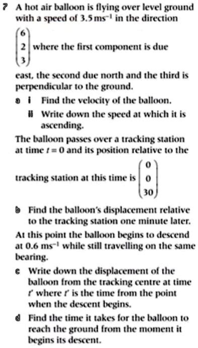 SOLVED A Hot Air Balloon Is Flying Over Level Ground With A Speed Of Ms I In The Direction