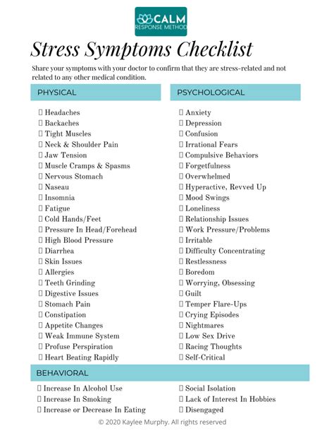 Stress Symptom Checklist — Kaylee Murphy Licsw