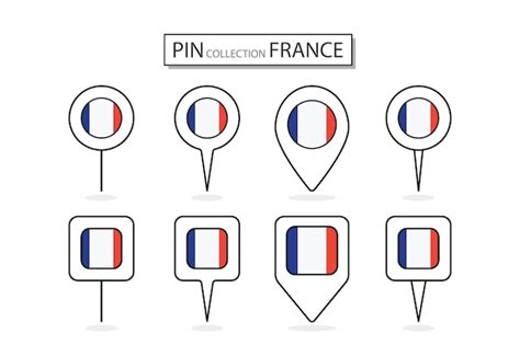 Premium Vector Set Of Flat Pin France Flag Icon In Diverse Shapes