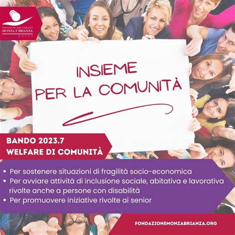 Bando 2023 7 Welfare di comunità Fondazione della Comunità di Monza