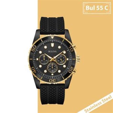 RELOJ MARCA BULOVA SPORT DORADO CON NEGRO CORREA SILICON NEGRO CARATULA