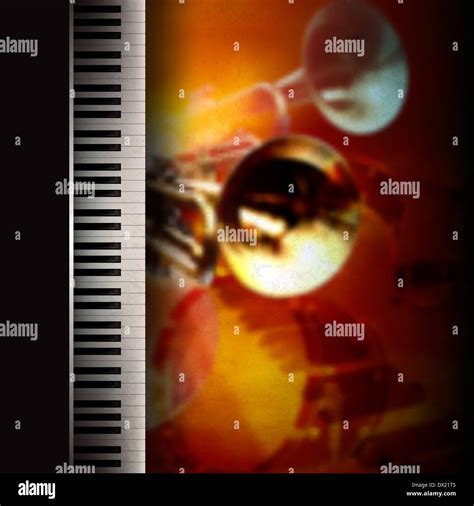 Abstract Grunge Music Background With Piano And Trumpet Stock Photo Alamy