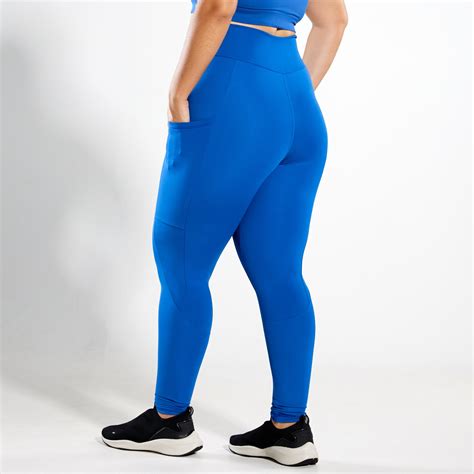 Calça Legging Poliamida Bolsos nas Laterais Azul Bic