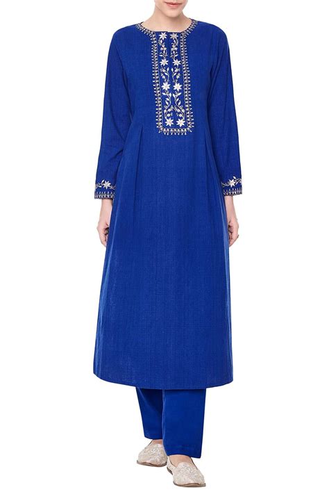 Anita Dongre Indigo Blue Embroidered Tunic