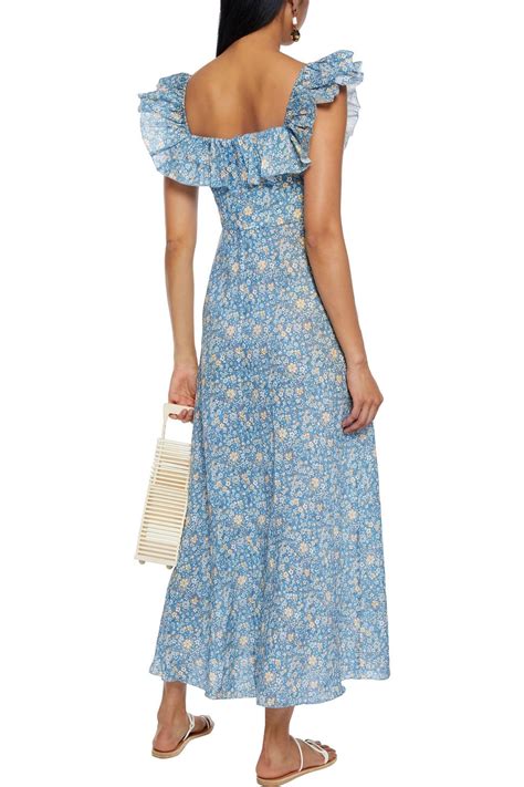 Zimmermann Carnaby Ruffled Floral Print Linen Maxi Dress The Outnet