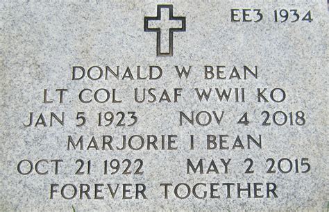 Donald Wayne Don” Bean 1923 2018 Find A Grave Gedenkplek