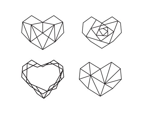 Geometric Heart Shapes Collection Set Of Heart Logos In Vector Heart