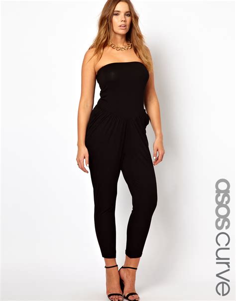 Asos Curve Exclusive Bandeau Jumpsuit In Black Lyst