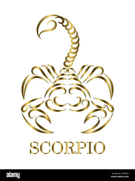 Golden Line Vector Logo Of A Scorpion It Is Sign Of Scorpio Zodiac