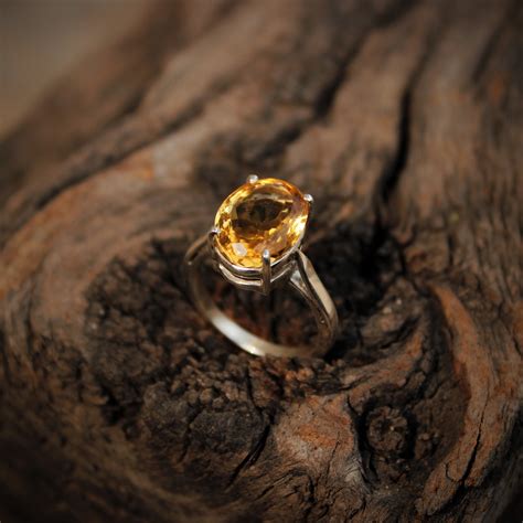 Natural Citrine Ring 925 Sterling Silver Ring Engagement Etsy