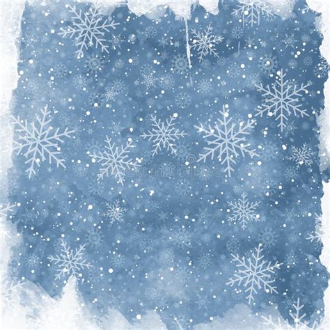 Christmas Watercolor Background With Snowflakes And Bokeh Lights Stock