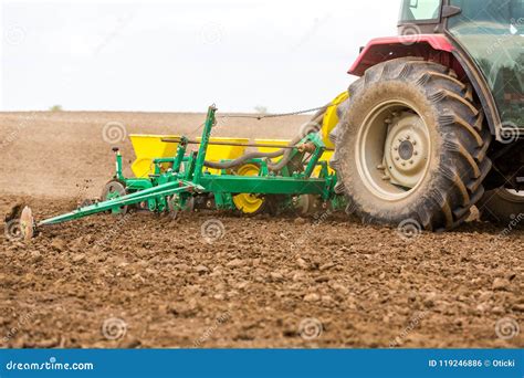 Farmer Seeding Sowing Crops At Field Stock Photo Image Of