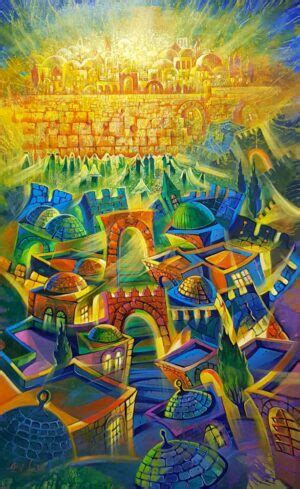 Painting: Earthly Jerusalem meets heavenly Jerusalem - Alex Levin