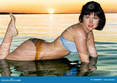 Pretty Brunette In Water Stock Photo Image Of Beautiful