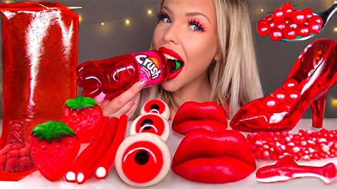 Asmr Red Food Cinderella Glass Slipper Soda Bottle Lil Nitro Gummy Bear Sour Cherries