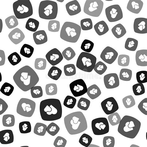 Black Heart Icon Isolated Seamless Pattern On White Background