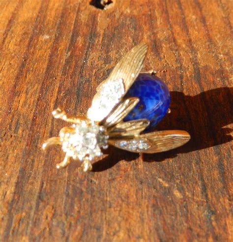 Vintage Rhinestone Bee Pin Brooch Etsy