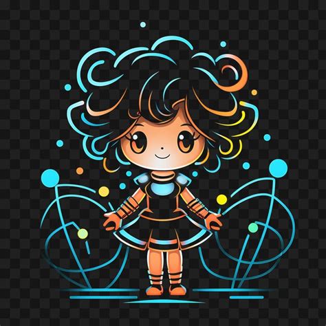 Premium PSD Tshirt Design Of Whimsical Chibi Girl With Messy Curls