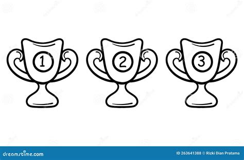 Hand Drawn 1st, 2nd and 3rd Place Trophies 2 Stock Vector - Illustration of bronze, medal: 263641388