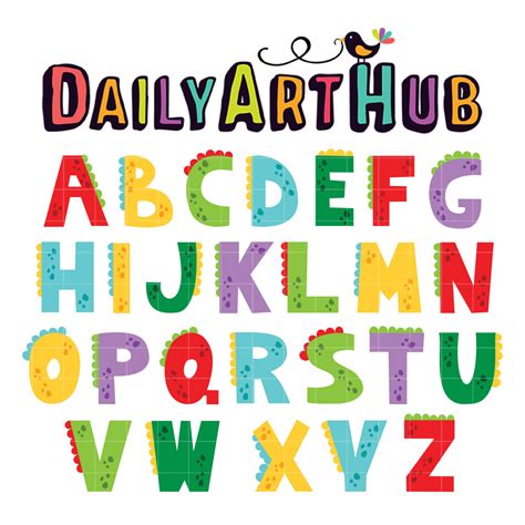 Cartoon Dinosaur Alphabet Clip Art Set Daily Art Hub Graphics