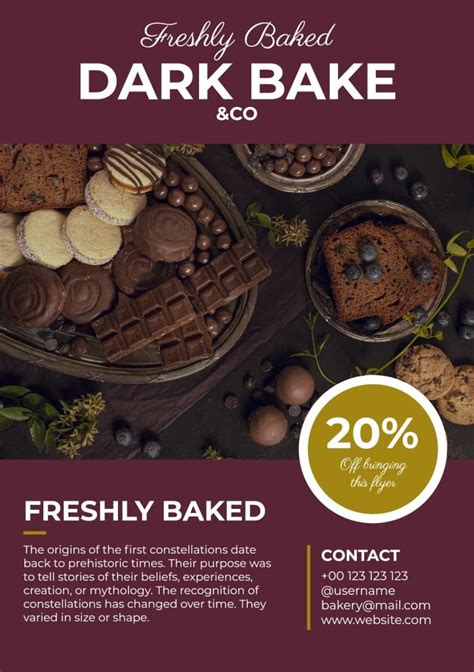 Free Professional Dark Bake And Co Bakery Flyer Template