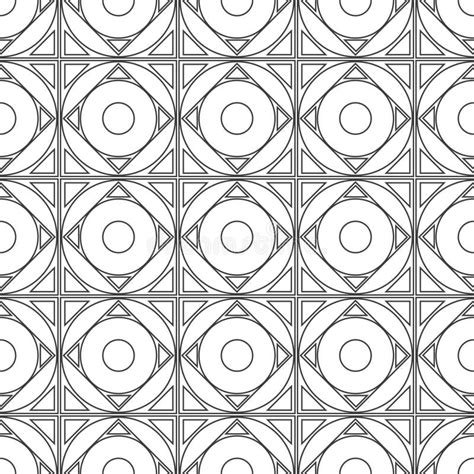 Seamless Geometric Pattern White Circles And Squares On A Black