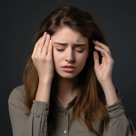 Premium Ai Image A Woman Holding Her Head With Her Hands