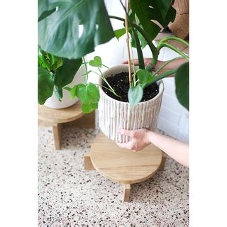 Jual Tatakan Pot Lingkaran Bulat Kayu Jati Belanda Standing Planter