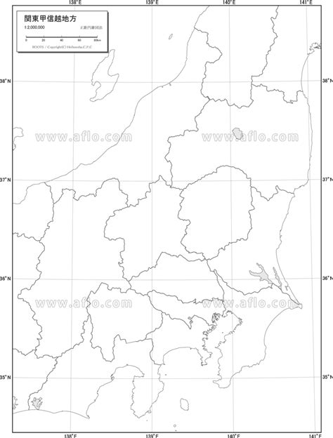 関東甲信越地方 白地図 ベクター地図素材のダウンロード販売 アフロモール