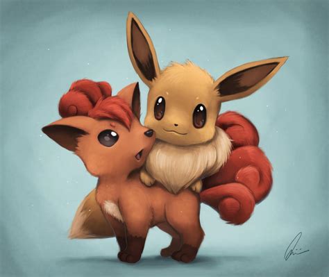 Eevee and Vulpix by Quindayo on DeviantArt