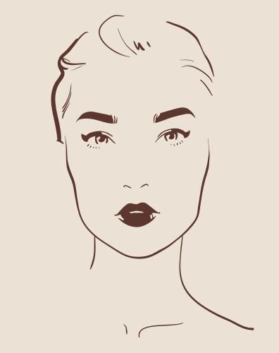 Beautiful Woman Face With Nude Make Up Hand Drawn Vector Image